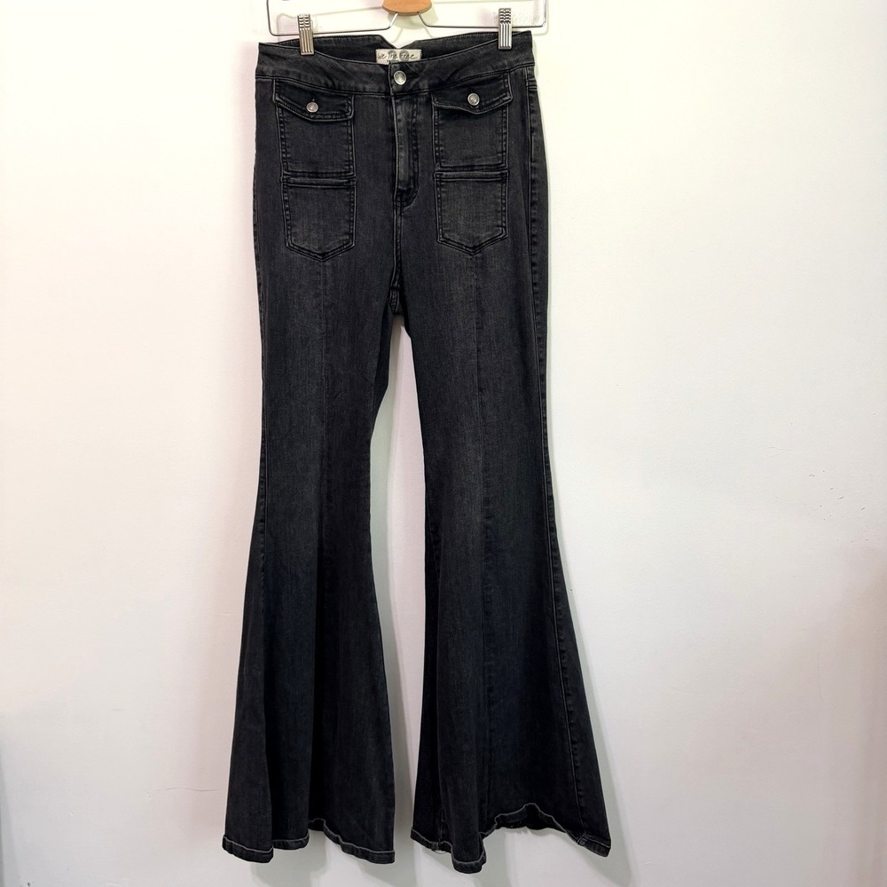 We‎ The Free People CRVY Utility Flare Jeans 29 Black Boho Hippie 28x33 Festival